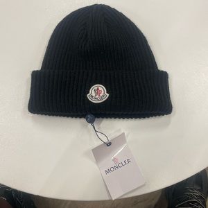 All Black Moncler logo Beanie
